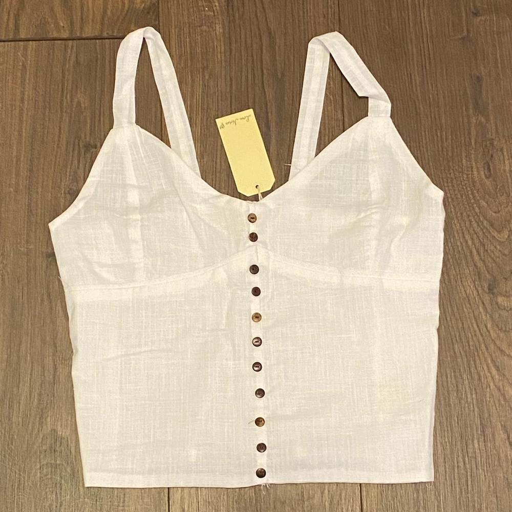 NWT white linen crop top
